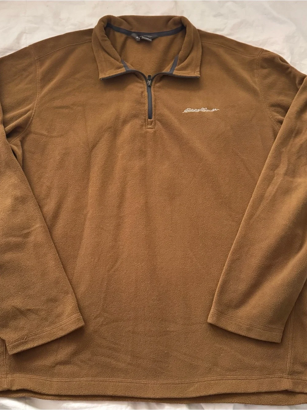 Eddie Bauer Men's Brown Quarter-Zip Fleece Pullover light brown